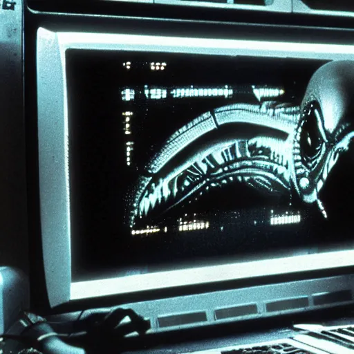 Image similar to computer display from the movie alien 1 9 7 9, close - up of computer screen only