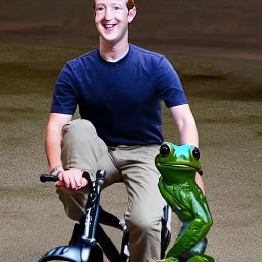 Image similar to mark zuckerberg riding a frog