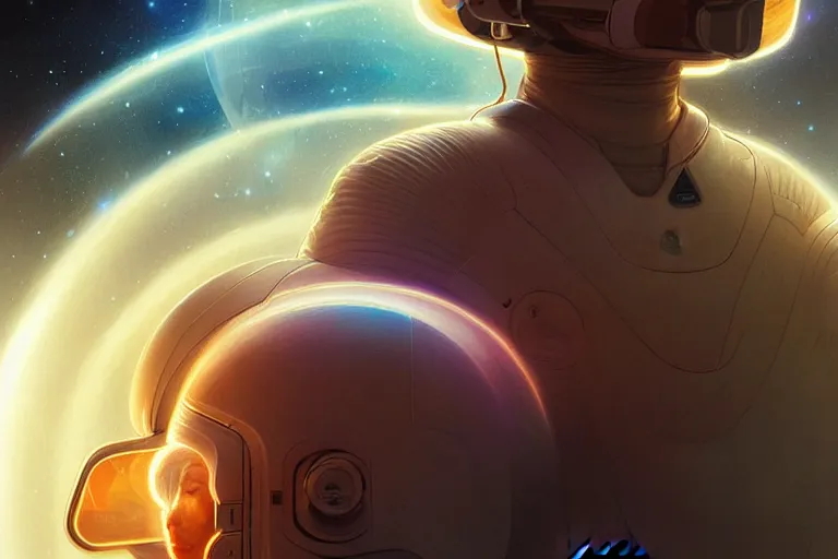 Prompt: Portrait of a Futuristic astronaut reflective visor reflecting a nebula supernova in space, portrait, elegant, intricate, digital painting, artstation, concept art, smooth, sharp focus, illustration, art by artgerm and greg rutkowski and alphonse mucha