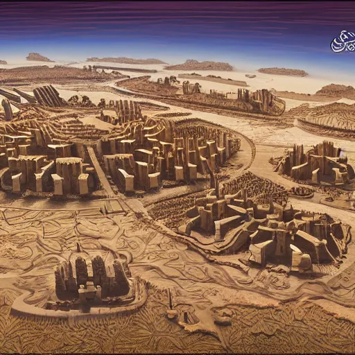 Image similar to a large kingdom in the desert, 8 k fantasy art illustration