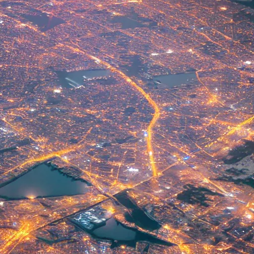 Image similar to satellite view of dar es salaam at night, pink lighting