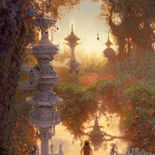 Prompt: an infinite library filled with floating ringed planets, fancy library, cozy, lanterns, nature, plants, vines, fantasy, highly detailed painting by gaston bussiere, craig mullins, j. c. leyendecker 8 k