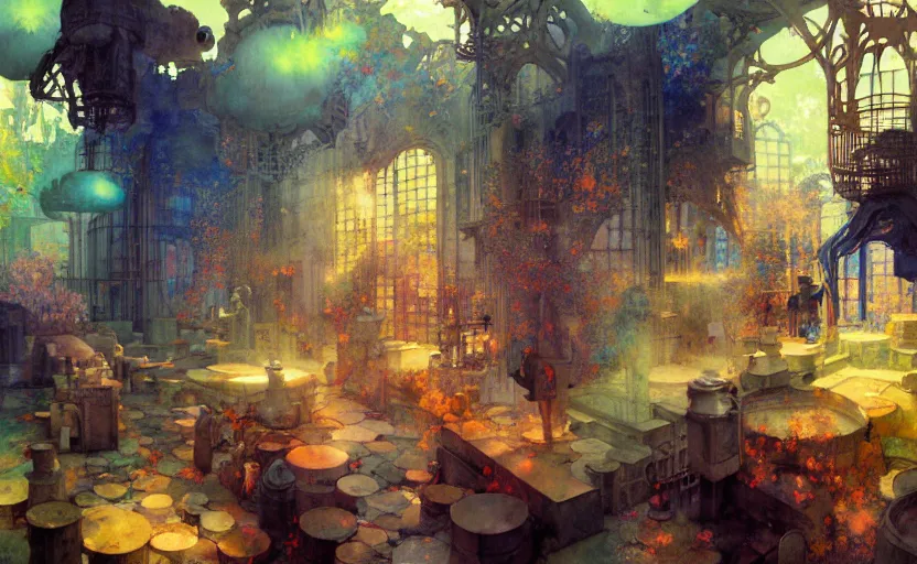 Image similar to alchemy laboratory, fantasy. intricate, amazing composition, colorful watercolor, by ruan jia, by maxfield parrish, by marc simonetti, by hikari shimoda, by robert hubert, by zhang kechun, illustration, gloomy