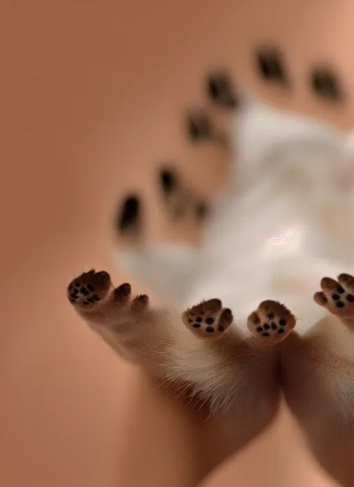 Prompt: clear photorealistic the underside of a cat's paw