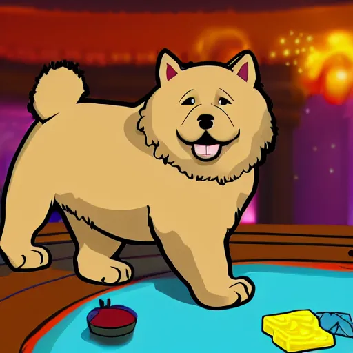 Image similar to a chow chow magician cartoon