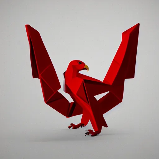 Image similar to low poly, vector, white eagle icon, in a book, red background, cgsociety, artstation, octane render