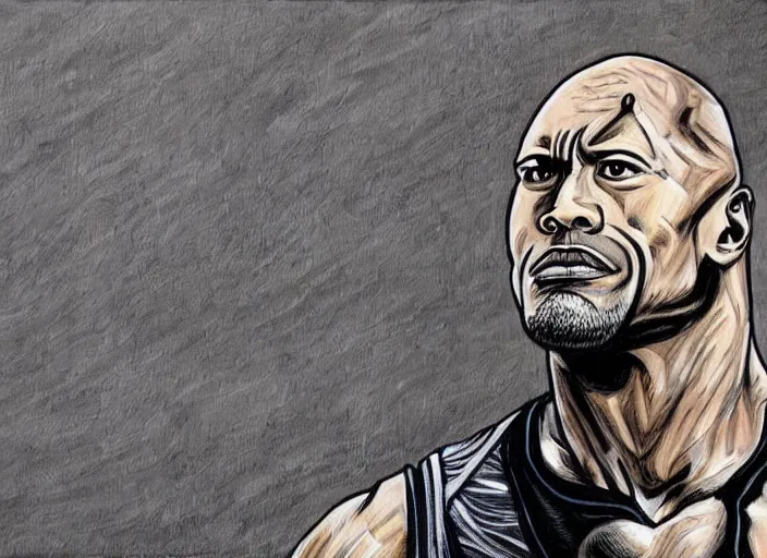 Image similar to a highly detailed beautiful painting of dwayne the rock johnson by junji ito