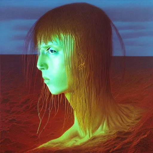 Image similar to bladee album cover made by Zdzisław Beksiński
