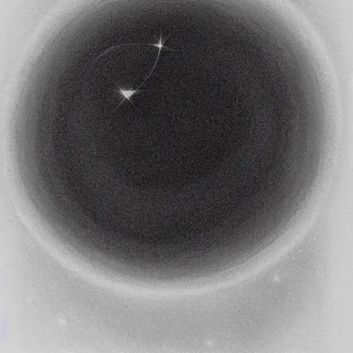 Prompt: a beautiful illustration of a black hole. this hole appears to be a portal to another dimension or reality, and it is emitting a bright, white light. there are also stars and other celestial objects around it. charcoal, botanical illustration by daniel jaems weary