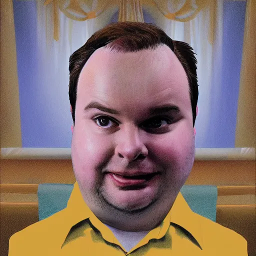 Image similar to Rich Evans worshipped by a cult, digital art