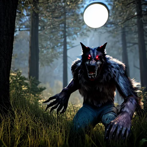 Image similar to werewolf from van helsing unreal engine hyperreallistic render 8k