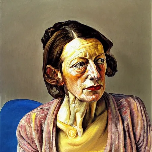 Prompt: Oil painting figurative painting of a Woman by Lucian Freud, Abstract brush strokes, Masterpiece