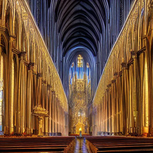 Prompt: detailed beautiful high quality digital art of a magnificent Catholic Cathedral, 4K detailed