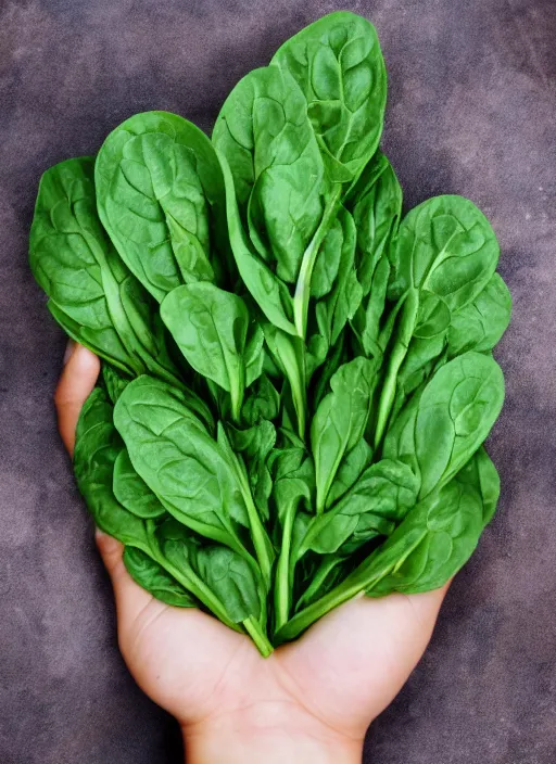 Image similar to home photo spinach in a hand