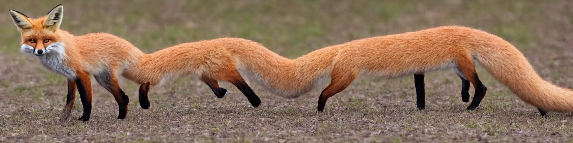 Prompt: photo of a very long fox