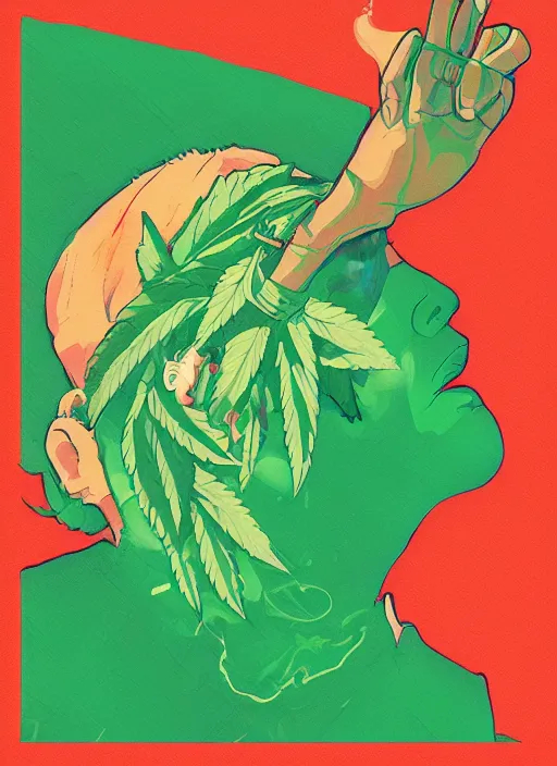 Image similar to profile picture by sachin teng x supreme, marijuana, organic painting, asymmetrical, green, marijuana smoke, matte paint, hard edges, energetic