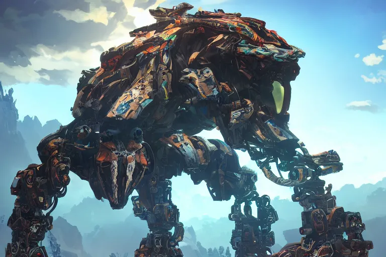 Image similar to slitherfang machine mecha animal beast robot of horizon forbidden west horizon zero dawn bioluminiscence global illumination ray tracing hdr fanart arstation by sung choi and eric pfeiffer and gabriel garza and casper konefal