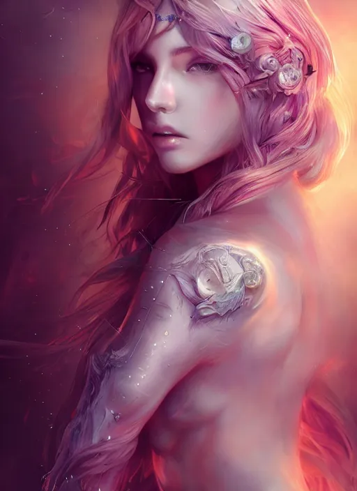 Image similar to dreamscape, full body and head female, sensual, ross tran, vivid colors, anatomical, highly detailed sculpture, intricate detailed, ommatidia, 8 k, cinematic atmosphere, post - processing