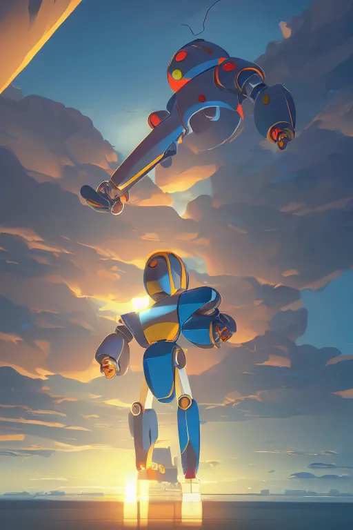 Image similar to metabots medabots medarotto medarot robot minimalist comics, behance hd by jesper ejsing, by rhads, makoto shinkai and lois van baarle, ilya kuvshinov, rossdraws global illumination ray tracing hdr radiating a glowing aura