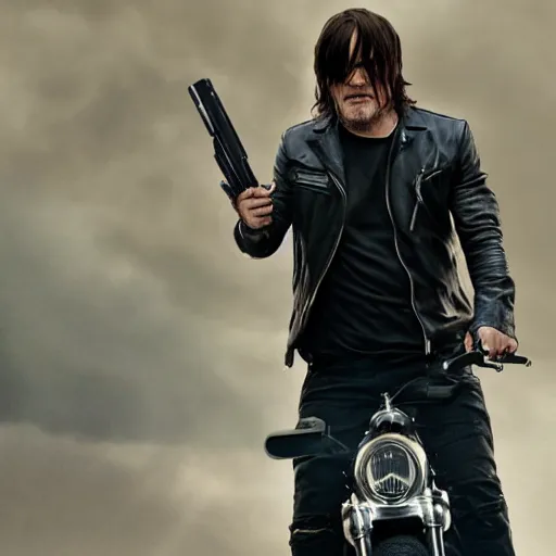 Image similar to Norman reedus As Ghostrider hyper realistic 4K quality