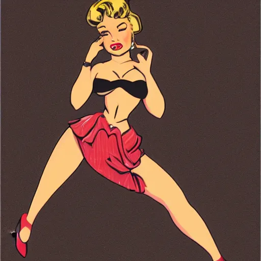 Image similar to a pinup in the style of olivia de berardinis.