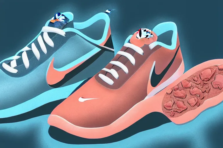 Image similar to nike sneaker made from coral reef, artstation