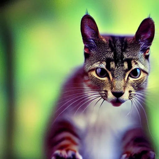 Prompt: a feline cat - squirrel - hybrid, animal photography