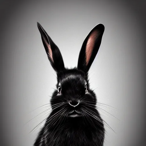 Image similar to cute black rabbit portrait, gradient background, fantasy art, concept, art, computer art, high detail, 4 k