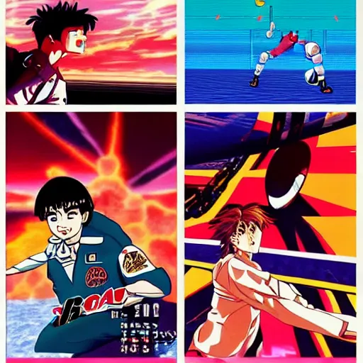 Image similar to top gun maverick playing volleyball against asuka langley, sprite, vaporwave nostalgia, directed by beat takeshi, visual novel cg, 8 0 s anime vibe, kimagure orange road, maison ikkoku, sketch by osamu tezuka, directed by makoto shinkai and beat takeshi