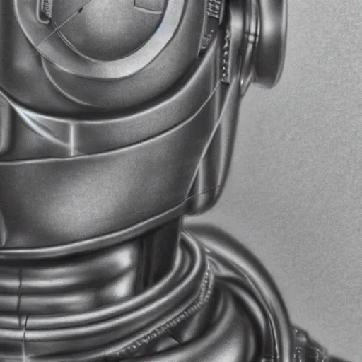 Prompt: close up realistic cyberman with david tennant's head, pencil sketch cinematic lighting, render, fantasy