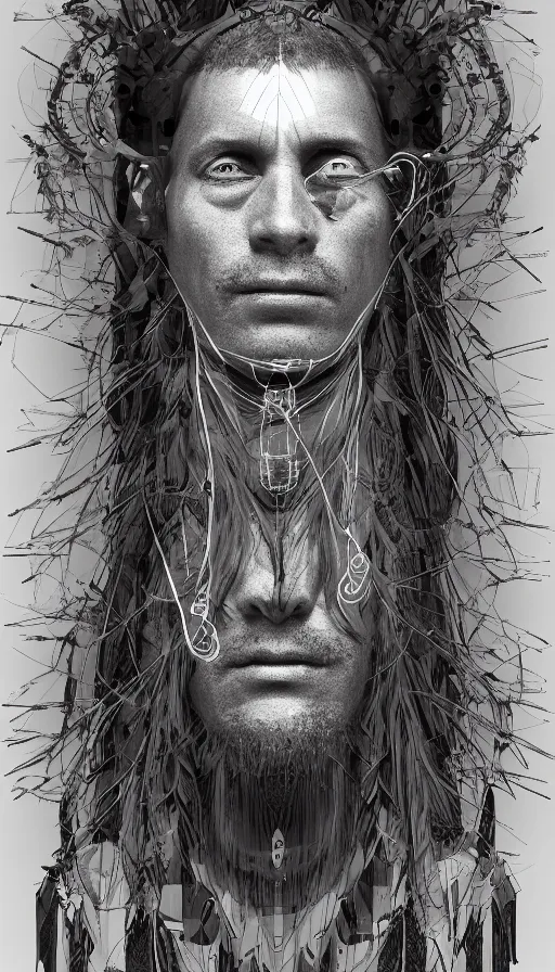 Image similar to portrait of a digital shaman, by fortiche studio