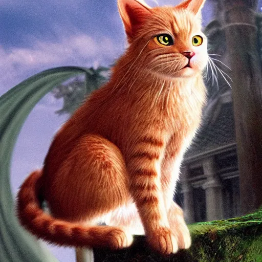 Image similar to luck dragon from never ending story but a cat