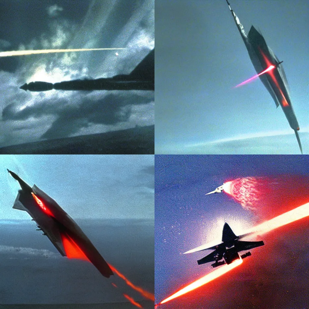 Prompt: A fighter jet firing a missile at the Eye of Sauron, film still from Lord of the Rings