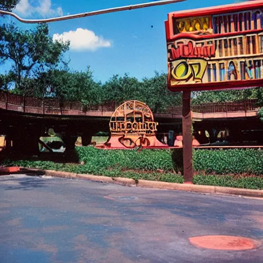 Prompt: abandoned disney park, 8 0 s photography