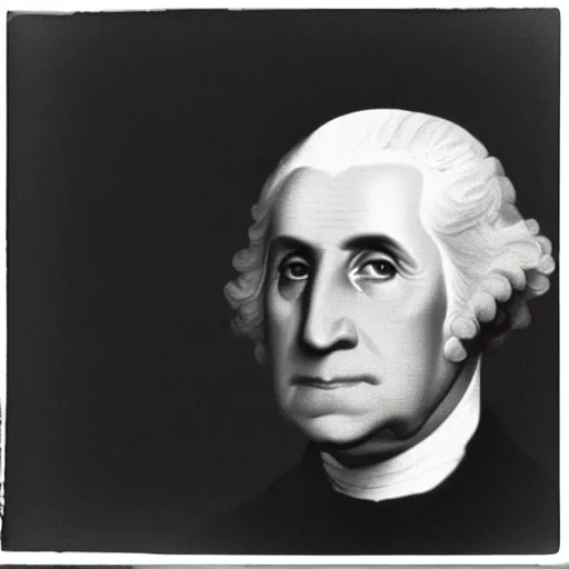 Image similar to photo of George Washington by Diane Arbus, black and white, high contrast, Rolleiflex, 55mm f/4 lens