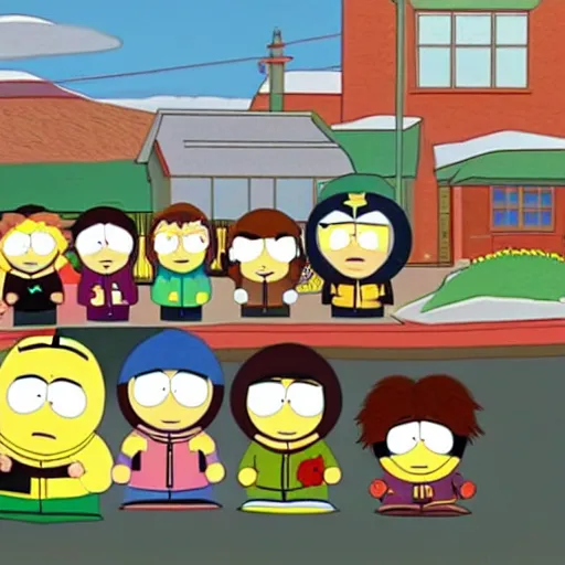 Image similar to south park in the simpsons and family guy