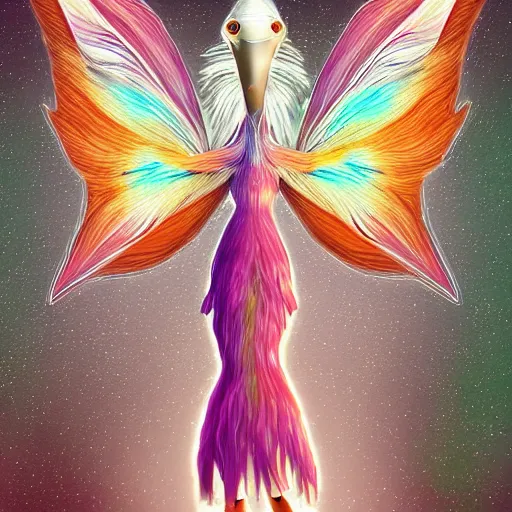 Image similar to molecular ostrich fairy, digital art