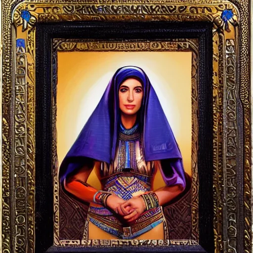 Image similar to portrait of a egyptian woman ( 3 5 ) from egypt in 2 0 2 1, an oil painting by ross tran and thomas kincade