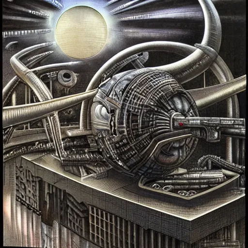 Prompt: Dystopian Empire of Spheres by H.R. Giger