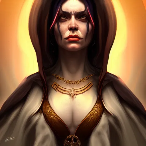 Image similar to high priestess of chaos, semi-realistic, highly detailed, digital painting, artstation, concept art, smooth, sharp focus, illustration
