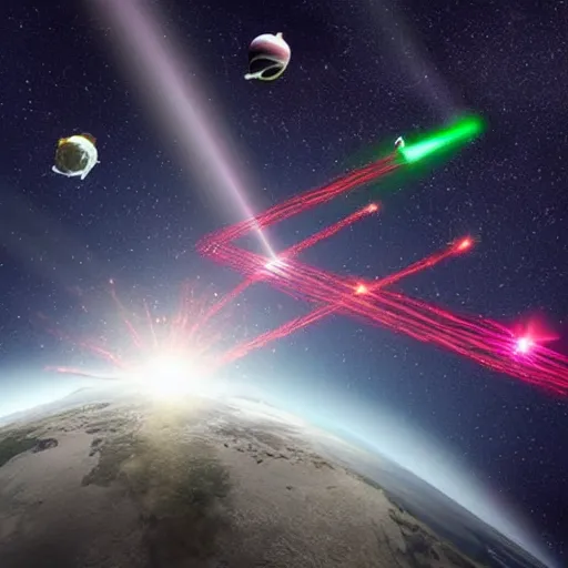 Prompt: starships fight on a space each other with laser. stars