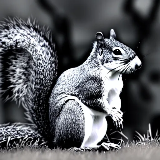 Prompt: full body shot, black and white outline of a squirrel with a white background