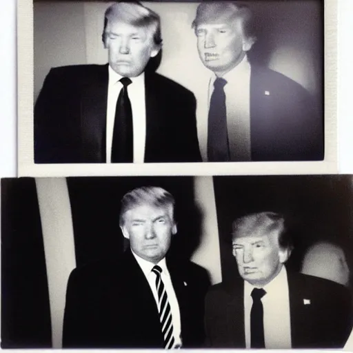 Image similar to polaroid photograph of donald trump meeting aliens