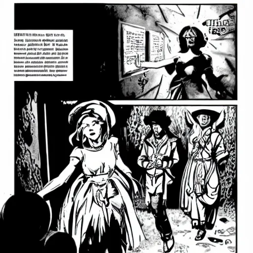 Prompt: Our Lady of Splintered Glass. Dark Fantasy, Film Noir, Black and White. High Contrast, Mike Mignola, D&D, OSR