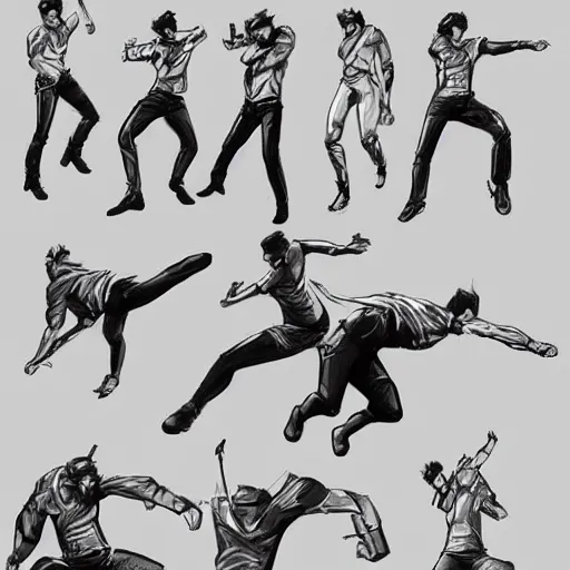 Prompt: Action pose drawing reference, Pinterest, male, dynamic poses, 4k