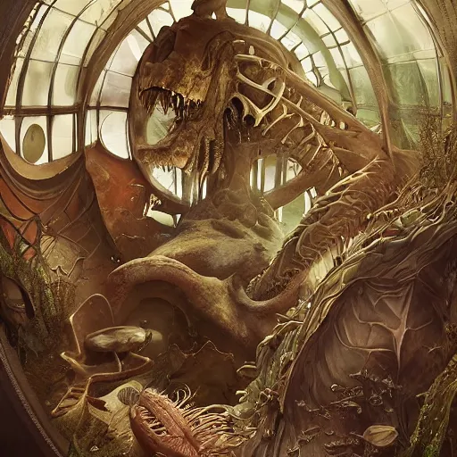 Prompt: realistic detailed discovery of disosaur bones aykut aydogdu, jon van eyck, amano, jennifer healy, ann long, and mark brooks, art nouveau, victorian, neo - gothic, gothic, storybook concept design