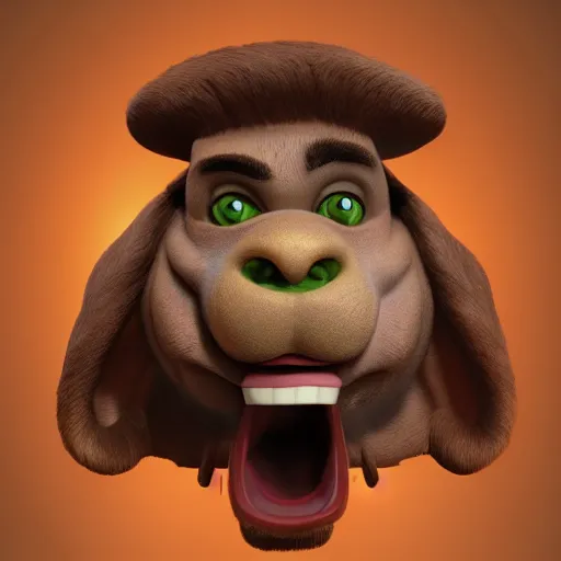 Image similar to a 3 / 4 portrait of silly hercules, by antonio mello, 3 d nft, cgsociety, rendered in maya