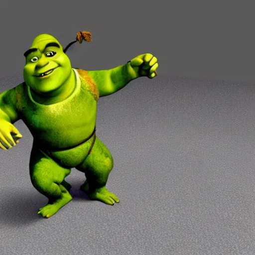 Prompt: shrek 3 d render in 1 9 9 1 on sgi indigo