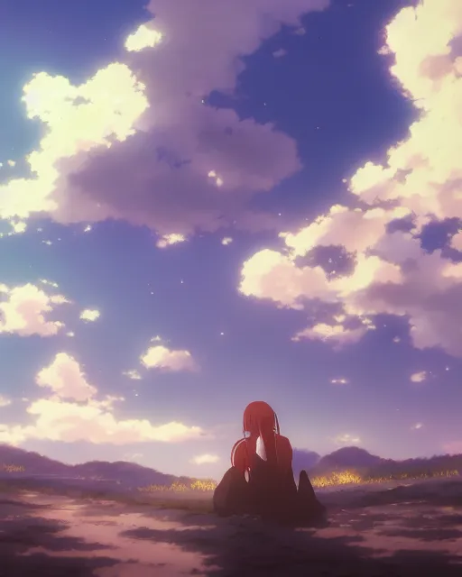 Prompt: daydreaming witch, blue sky, daydreams leaking into the real world, by makoto shinkai