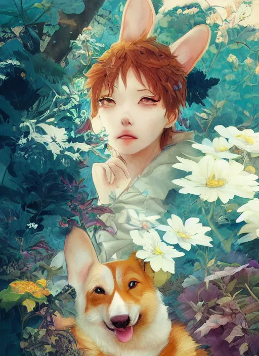 Prompt: beautiful fantasy anime painting of summer chill day with corgi, by Kenne Gregoire, James Jean, Tran Nguyen, WLOP, Jakub Rebelka. trending on Artstation, 8k, masterpiece, face enhance, graffiti paint, fine detail, full of color, intricate detail, golden ratio illustration